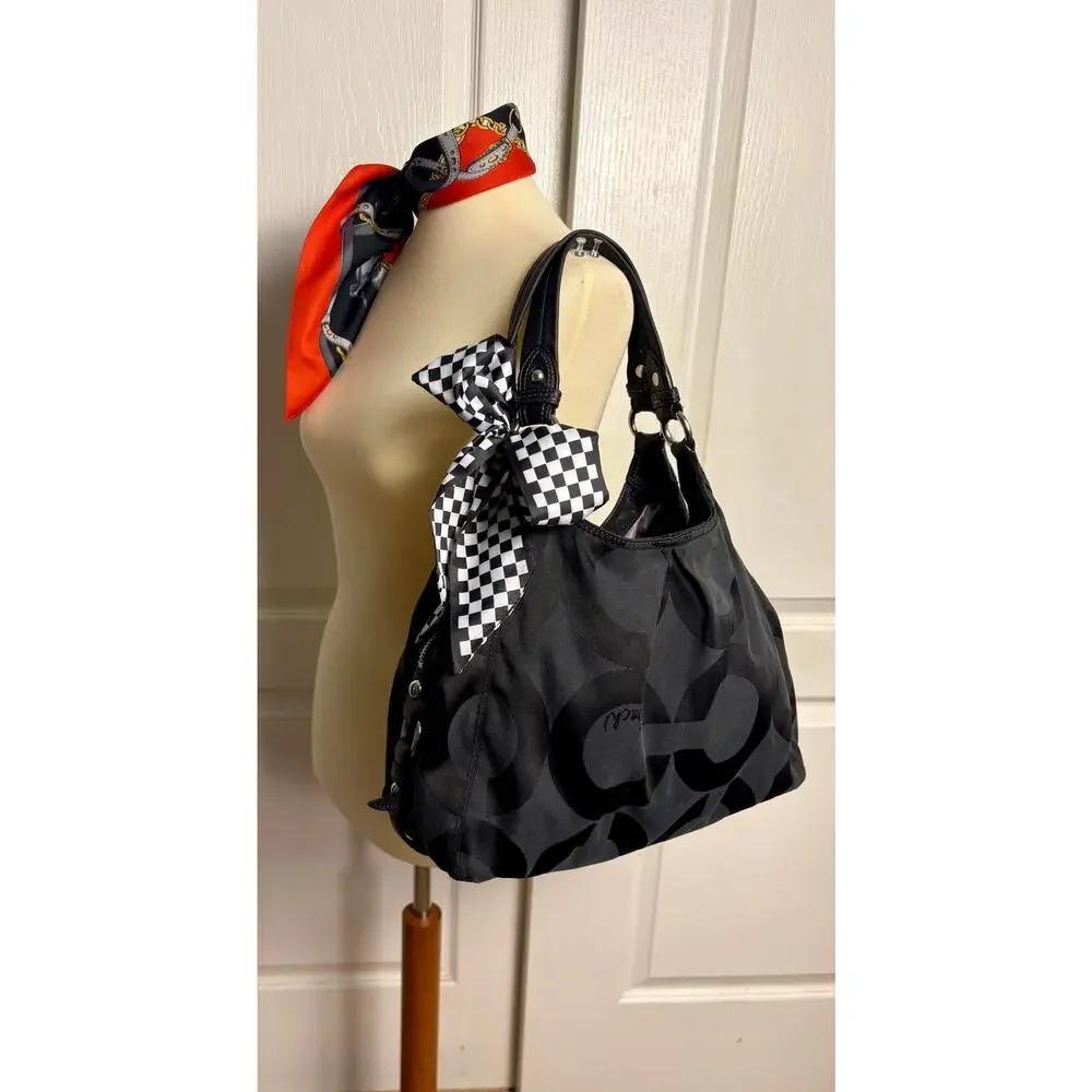 Coach Y2K Madison Op Art Sateen Maggie Shoulder Bag with Scarf
